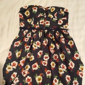 Strapless floral print dress